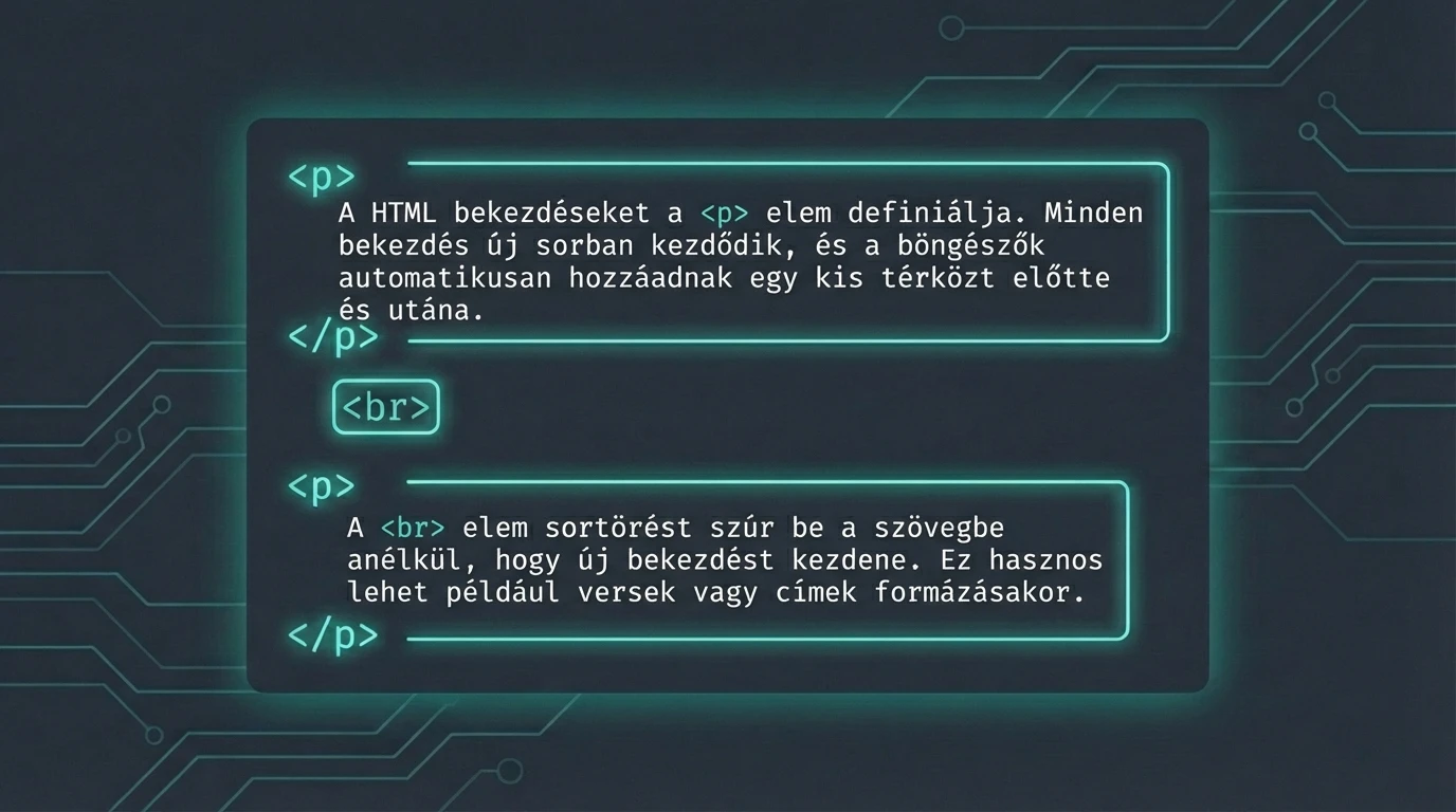 HTML bekezdések (p tag) és sortörések (br tag) használata a weben