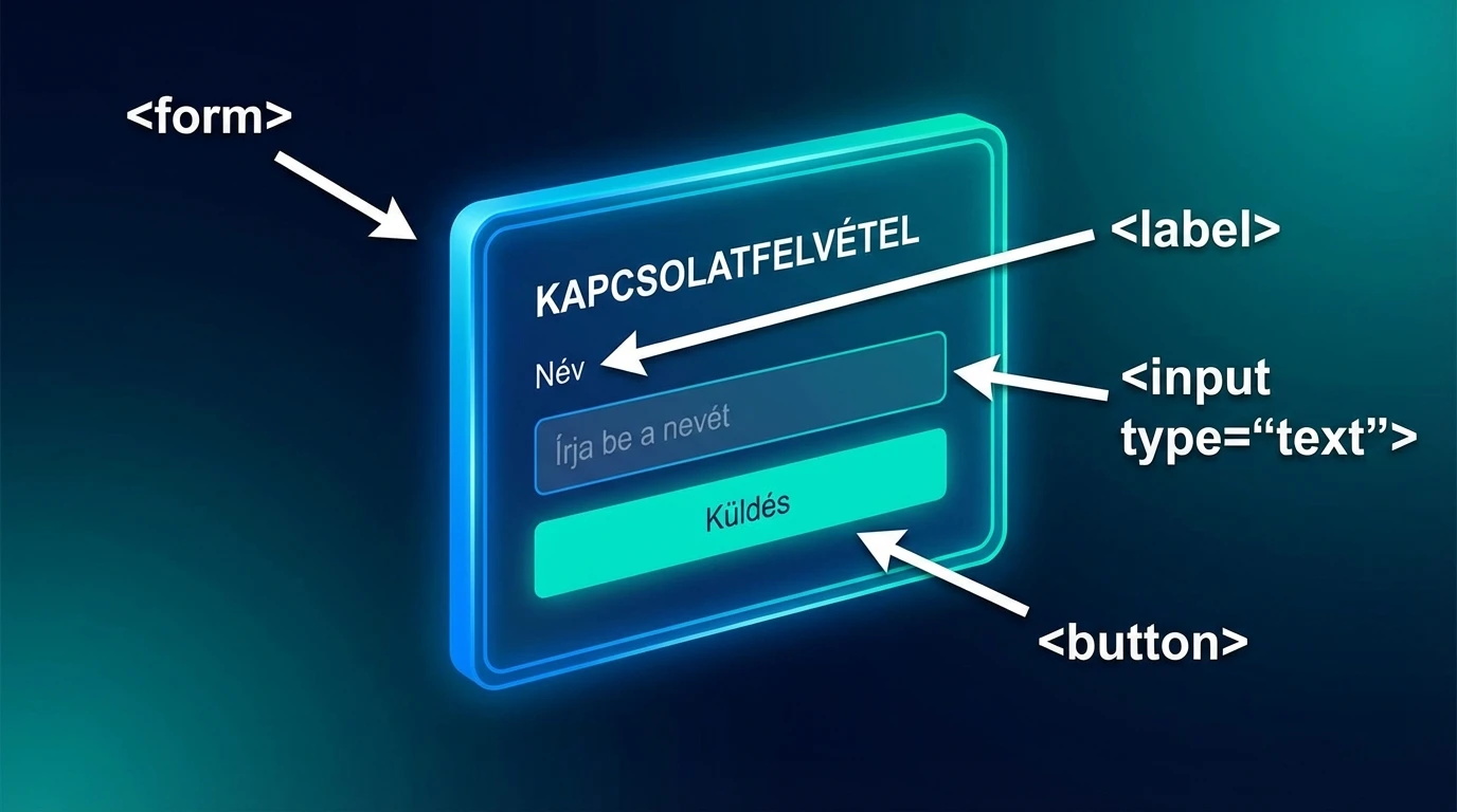 Egy modern HTML űrlap felépítése és a beviteli mezők típusai