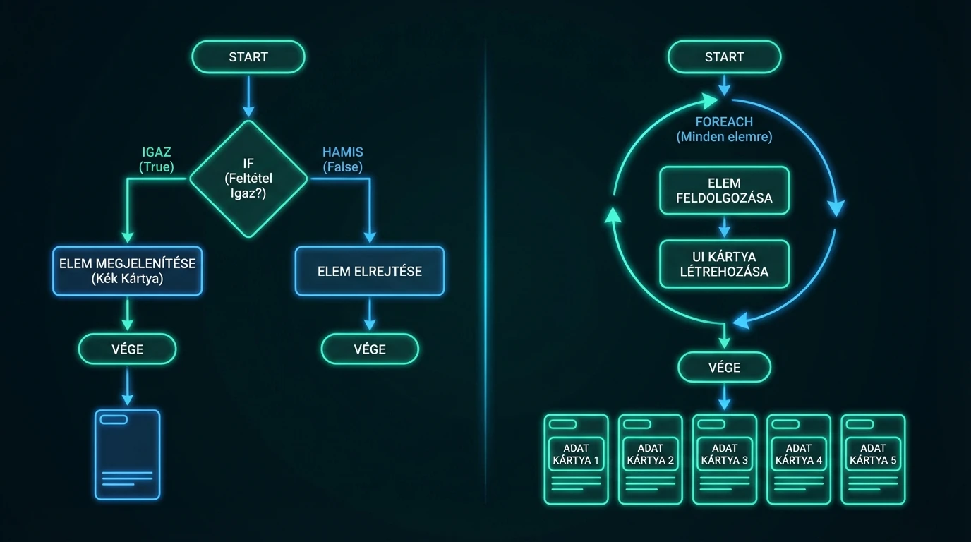 PHP logikai feltételek (if-else) és foreach ciklusok működése